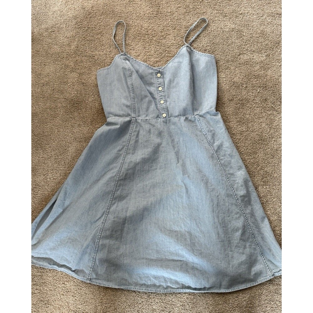 Gap Blue Denim Chambry Fit & Flare Tank Cami Dress Women's Size 14